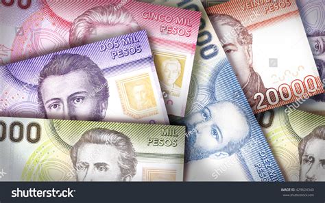 Chilean Peso Bills Creating Colorful Background Stock Photo 429624340 ...