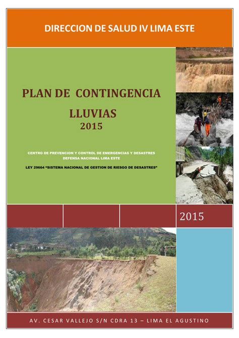 PDF PLAN DE CONTINGENCIA LLUVIAS 2014 Ley 29664 Sistema Nacional