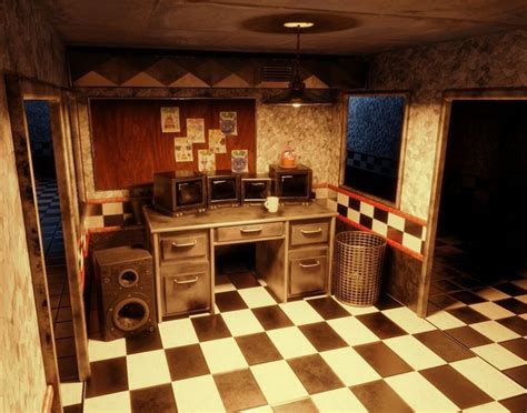 A Computer Room With Checkered Floor And Walls