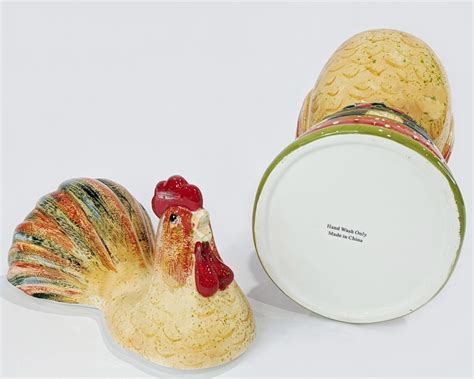 Cookie Jar Rooster Stoneware Vintage Yellow Rooster Cookie Jar Country