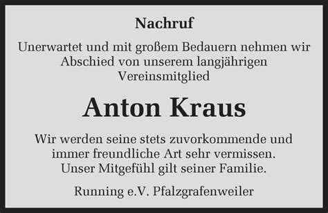 Traueranzeigen von Anton Kraus Schwarzwälder Bote Trauer