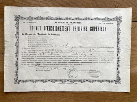 Ancien Dipl Me Certificat D Tudes Primaires Queyrac Gironde