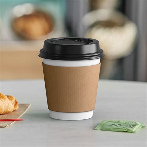 White 10 Oz Paper Hot Cup Lid Sleeve Combo Kit 50 Pack
