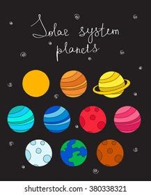 Doodle Icons Solar System Planets Vector Stock Vector Royalty Free