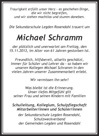 Traueranzeigen Von Michael Schramm Sich Erinnern De