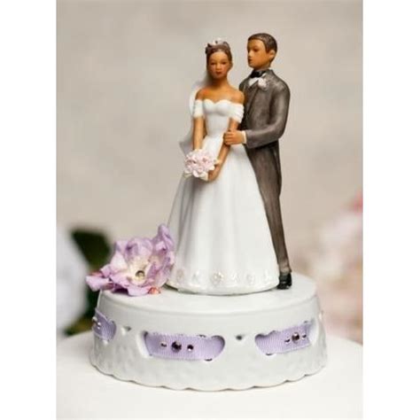 Elegant African American Ribbon Accent Cake Topper Wedding