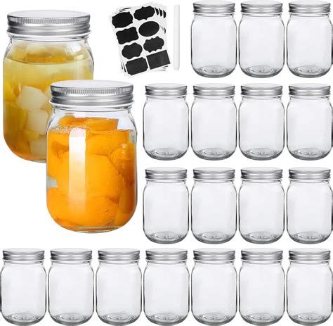 Amazon Encheng Oz Glass Jars With Silver Lids Ball Wide Mouth