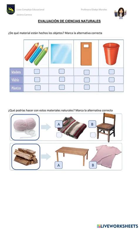 Actividad Los Materiales Para Primer Grado