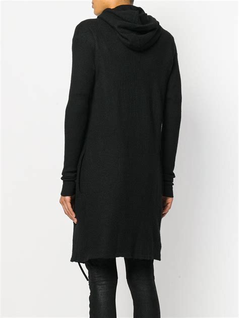 Rick Owens Long Hooded Cardigan In Black For Men Lyst