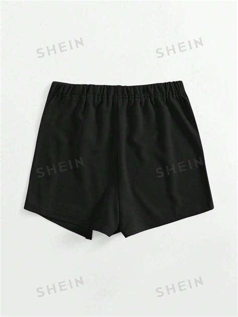 SHEIN Essnce SHEIN Short Saia Cintura Elástica E Fenda Frontal