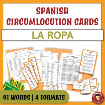 Spanish Clothing Vocabulary Circumlocution Activity Speaking La Ropa