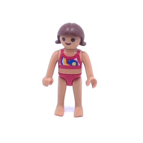 PLAYMOBIL ENFANT MODERNE Fille Chatain Maillot De Bain Rouge 6159