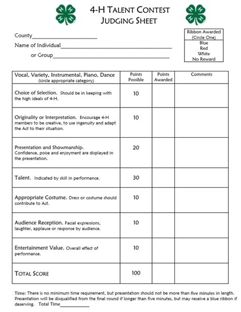 8 Free Sample Talent Show Score Sheet Templates & Samples