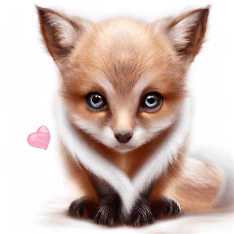 Valentines Day Cute Fluffy Baby Fox · Creative Fabrica