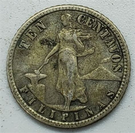 1944 D Ten Centavos Filipinas Phillipines United States Of America Coin