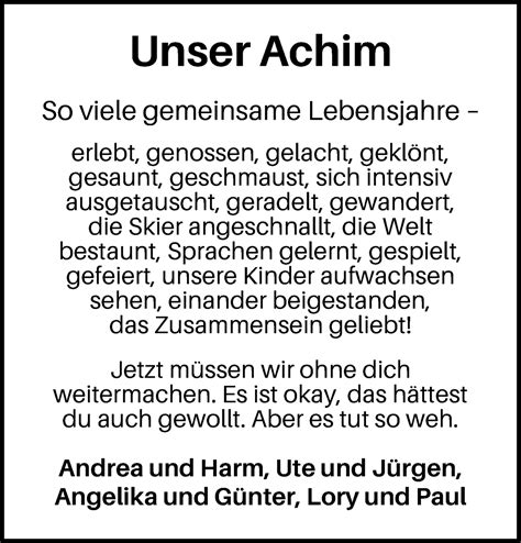 Traueranzeigen Von Achim Ehrenberg Trauer Gedenken