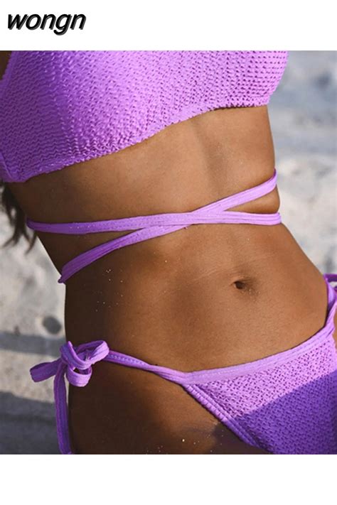 Wongn Sexy Bikini Push Up Women Swimsuit Thong Brazilian Bikini Bandage