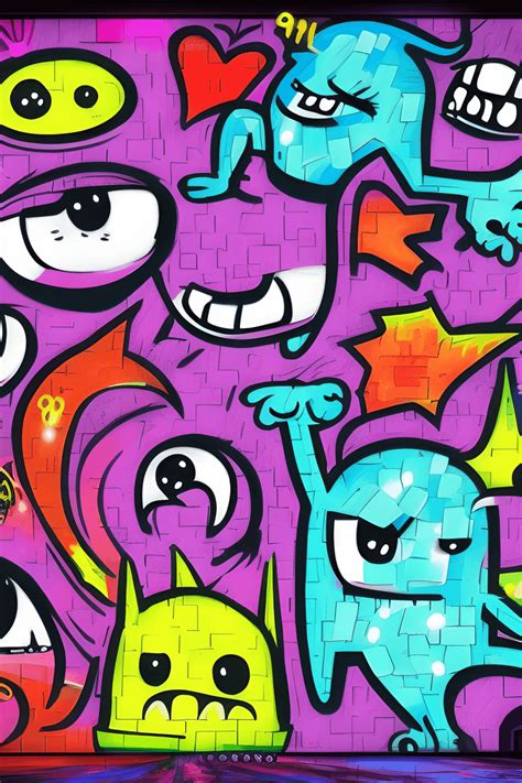 Cute Monsters Graffiti Doodle Art · Creative Fabrica