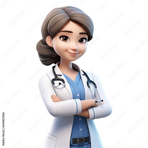 3d Happy Cartoon Female Doctor Cartoon Doctor On Transparent