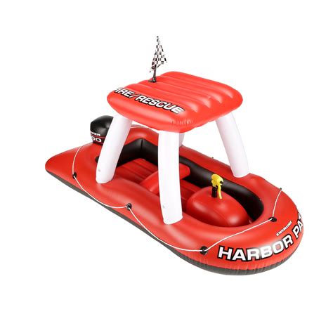 Swimline Fun Ride Swimming Float Oversized Inflatable Fireboat Pool Toy With Water Squirter