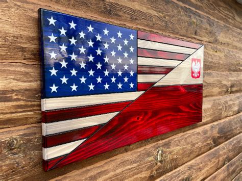 Custom Rustic American Dual Flags Split Rustic Flags Diagonal Cut