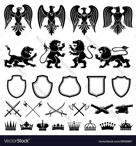 Heraldic Elements Set Royalty Free Vector Image