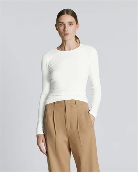 The Supima® Micro Rib Long Sleeve Crew White Everlane