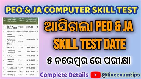 PEO JA SKILL TEST DATE OSSSC PEO SKILL TEST DATE YouTube