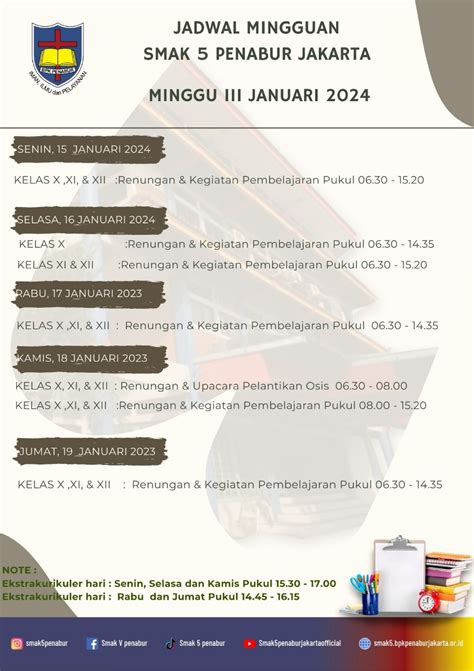 Jadwal Minggu Iii Januari 2024 Smak 5 Penabur Jakarta