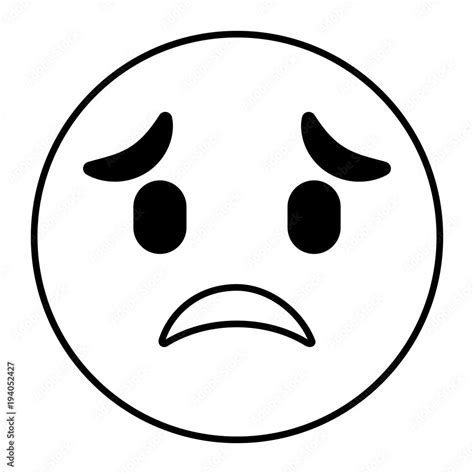 Emoticon Cartoon Face Sad Expression Vector Illustration Outline Image