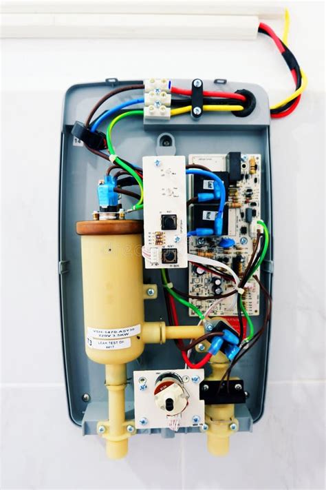 Installing a Water Heater on the Bathroom Wall Stock Photo - Image of ...