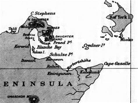 Pacific Wrecks Map Of The Gazelle Peninsula At The Northern Tip Of