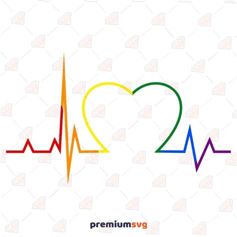 LGBT Rainbow Heartbeat SVG File Pride Hearbeat SVG PremiumSVG