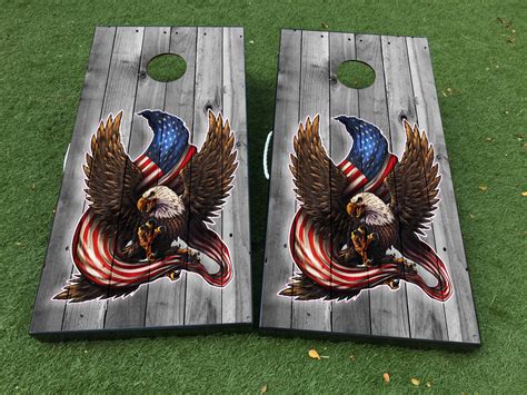 American Flag Eagle Head Star Cornhole Board Game Vinyl Graphic Decal Set Prints Art