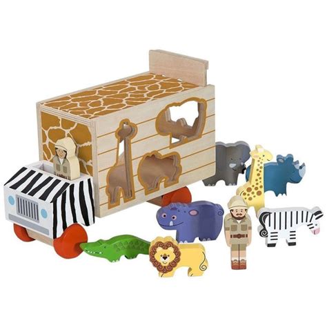 Melissa & Doug Safari Animal Rescue Truck Wooden Vehicle Play Set