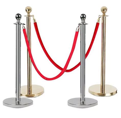 Museum Exhibition Barrier Stanchions And Red Rope Queue Pole China