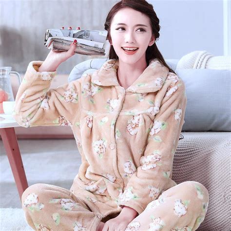 Buy Autumn And Winter Pajamas Womens Coral Fleece Thickening Ladies