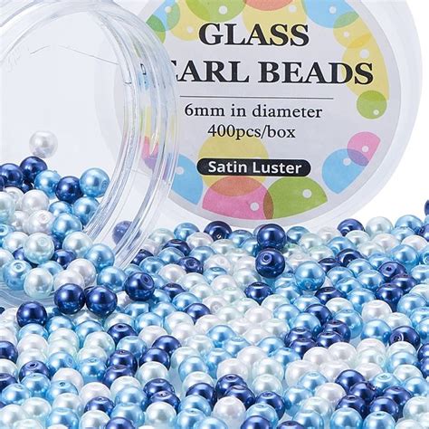 ARRICRAFT 1 Box About 400pcs 6mm Mixed Color Pearlized Glass Pearl