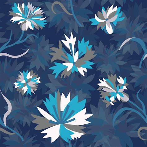 Premium Vector Seamless Floral Pattern With Blue Cornflowers