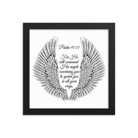 Angel Wings Wall Decor Bible Verse Prints Psalm 91 11 Psalm | Etsy