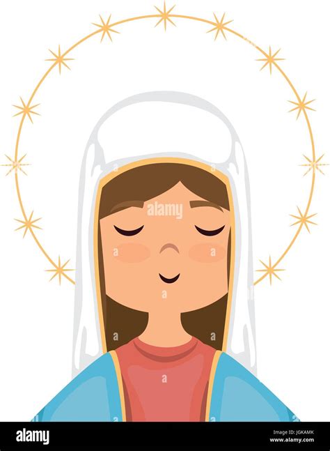 El icono de la Virgen María dibujos animados sobre fondo blanco