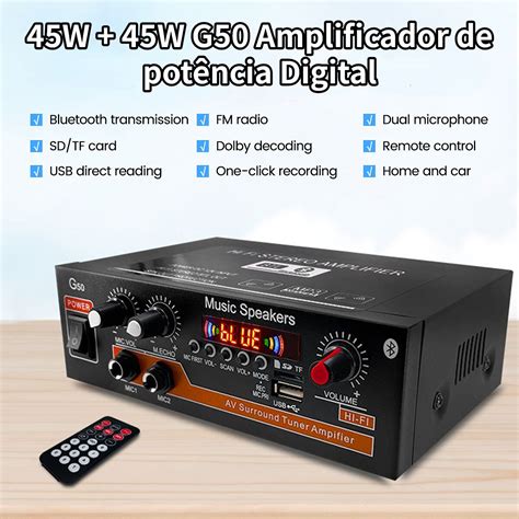 W W Karaoke Amplificador De Pot Ncia Canais Hifi Amplificador De