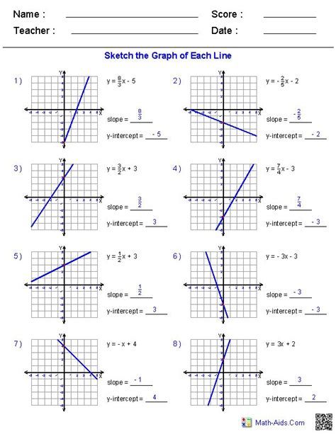 Equation Of Straight Line Worksheet Pdf