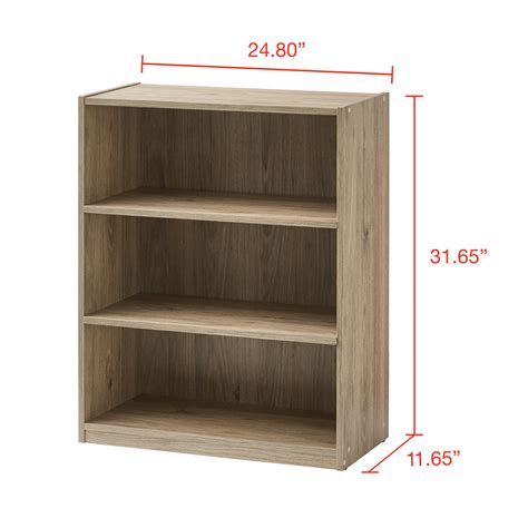 Buy Mainstays 3 Shelf Bookcase With Adjustable Shelves Rustic Oak