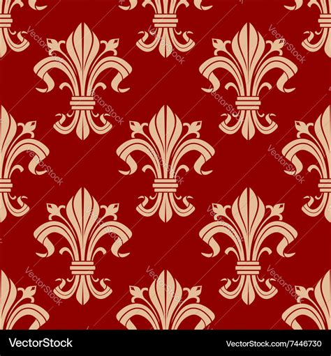 Seamless Fleur De Lis Pattern On Red Background Vector Image