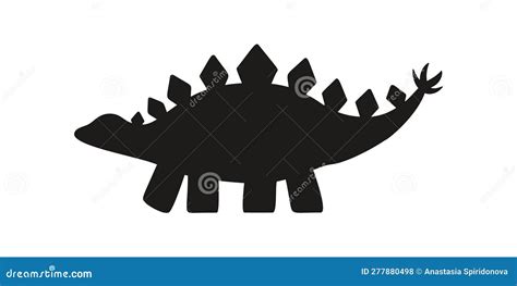 Flat Vector Silhouette Illustration Of Stegosaurus Dinosaur Stock