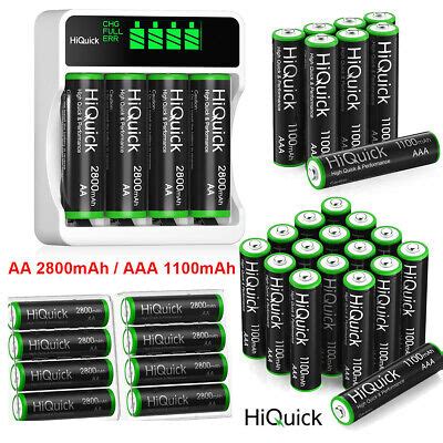 Hiquick AAA AA Rechargeable Batteries 1100 2800mAh 1 2V 4 Slots LCD