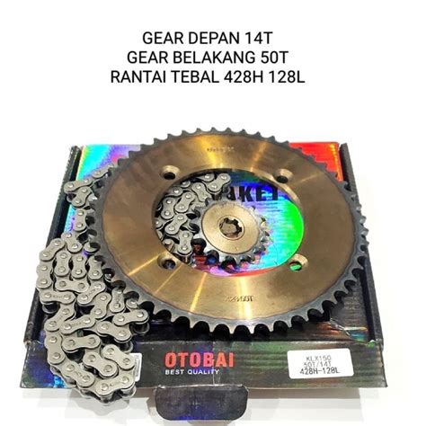 Jual Gear Gir Paket Depan Belakang Set Rantai KLX 150 KLX150 14T 50T