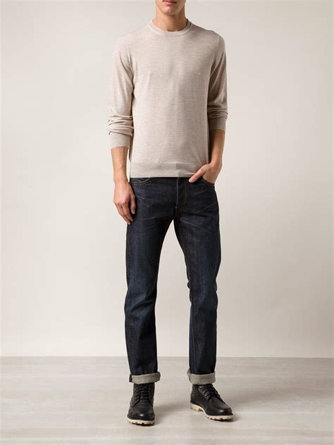 Brunello Cucinelli Oatmeal Fine Gauge Wool Cashmere Sweater