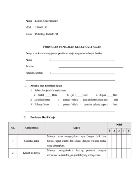 Doc Form Penilaian Kinerja Karyawan